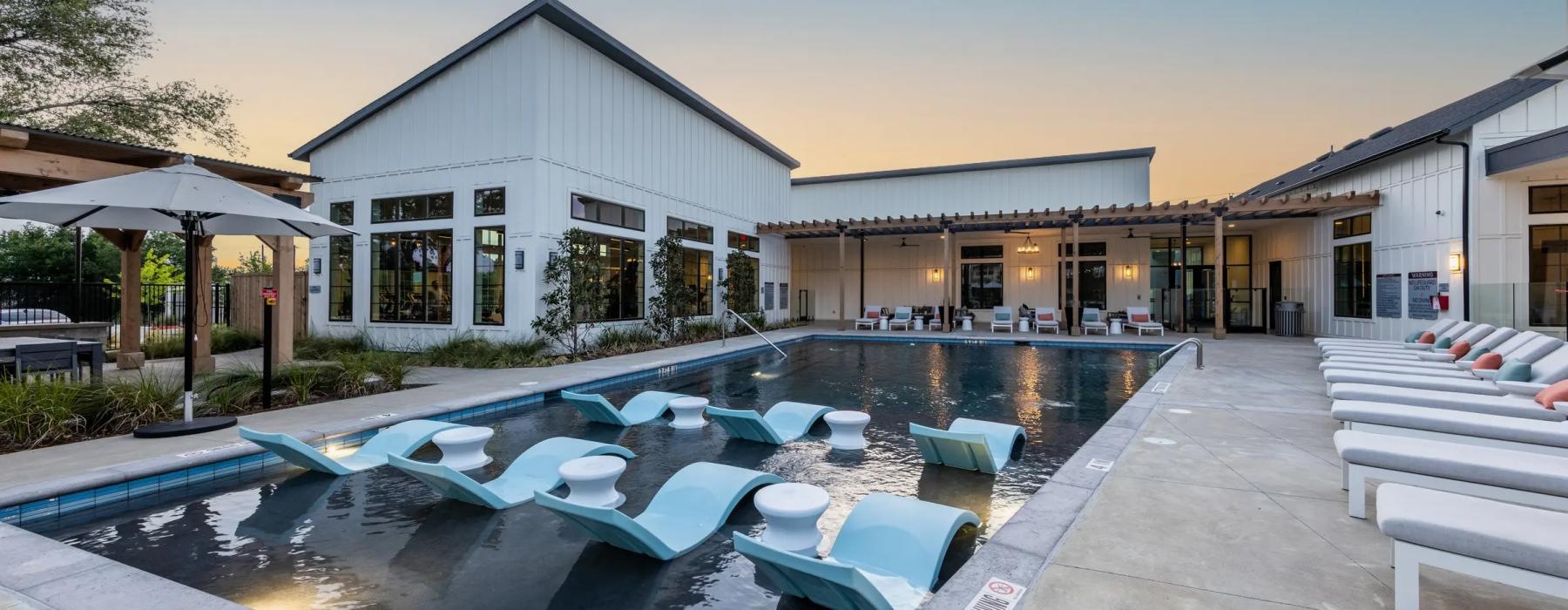 a swimming pool in a backyard