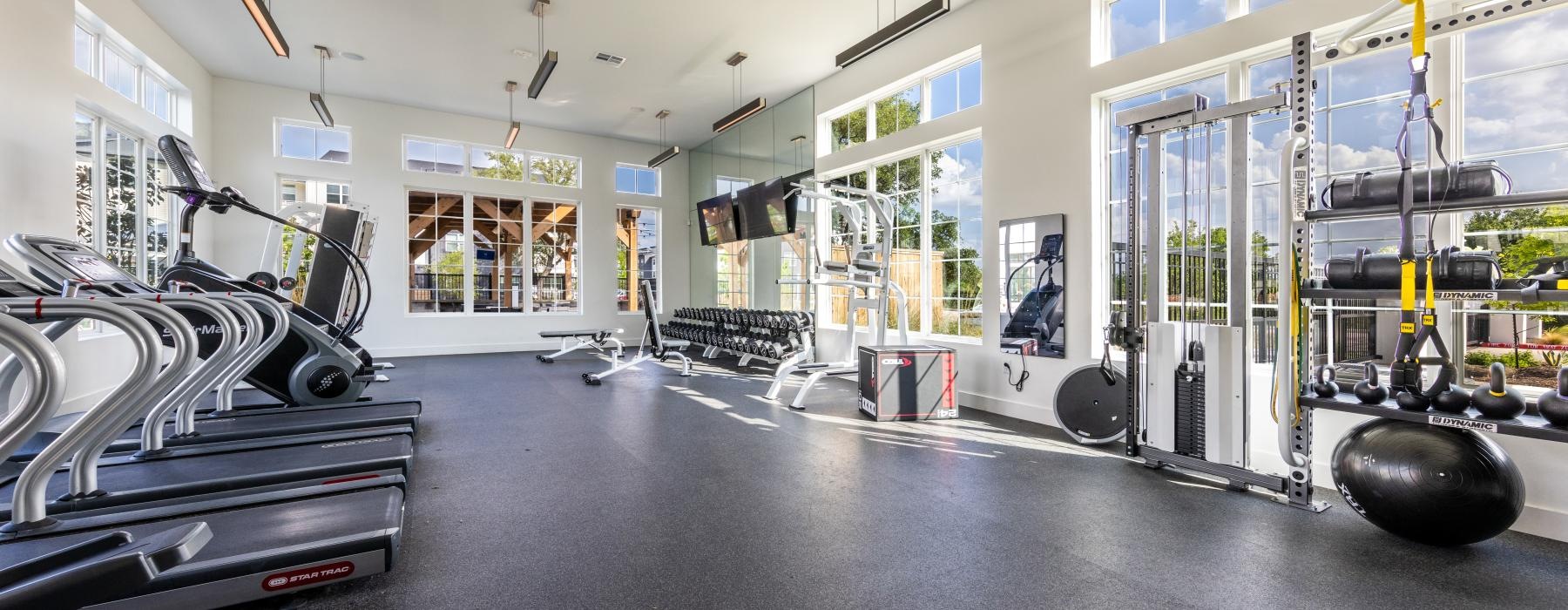 a gym with exercise equipment